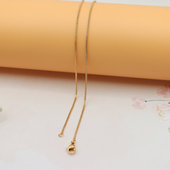 "Rose Gold Box Chain Necklace Sleek & Timeless Style, XPNL0133 - Picture 9 of 12
